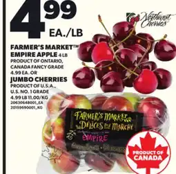 Loblaws FARMER'S MARKET EMPIRE APPLE OR JUMBO CHERRIES offer