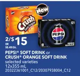 Loblaws PEPSI SOFT DRINK or CRUSH ORANGE SOFT DRINK, 12x355 mL offer
