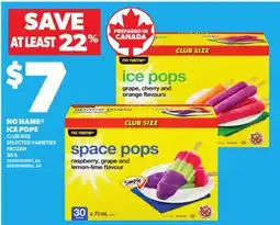 Loblaws NO NAME ICE POPS 30'S offer