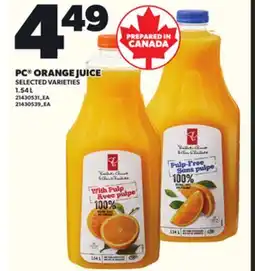 Loblaws PC ORANGE JUICE 1.54L offer
