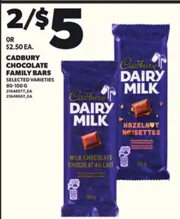 Loblaws CADBURY CHOCOLATE FAMILY BARS 80-100G offer
