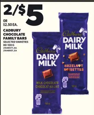 Loblaws CADBURY CHOCOLATE FAMILY BARS 80-100G offer