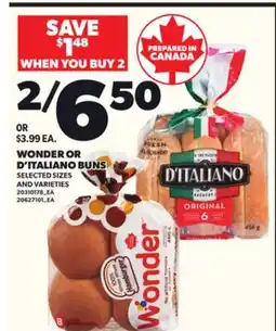 Loblaws WONDER OR D'ITALIANO BUNS offer