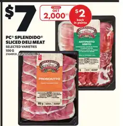 Loblaws PC SPLENDIDO SLICED DELI MEAT, 100 G offer