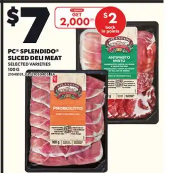 Loblaws PC SPLENDIDO SLICED DELI MEAT, 100 G offer
