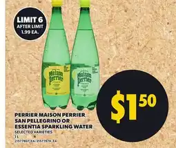Loblaws PERRIER MAISON PERRIER, SAN PELLEGRINO OR ESSENTIA SPARKLING WATER 1L offer
