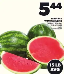 Loblaws SEEDLESS WATERMELONS 15LB AVERAGE EACH offer
