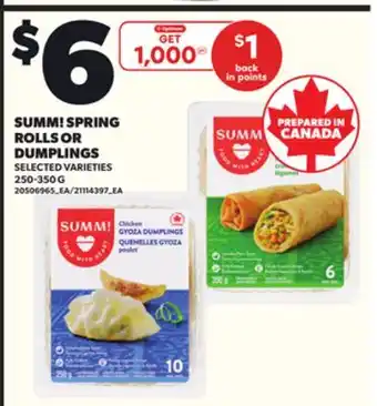 Loblaws SUMM! SPRING ROLLS OR DUMPLINGS 250-350G offer