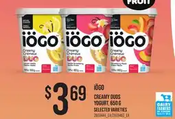 Loblaws IÖGO CREAMY DUOS YOGURT, 650 G offer