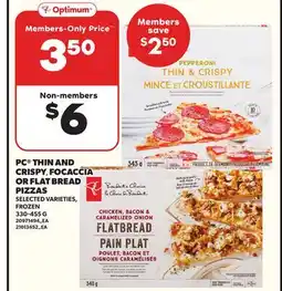 Loblaws PC THIN AND CRISPY, FOCACCIA OR FLAT BREAD PIZZAS 330-455G offer