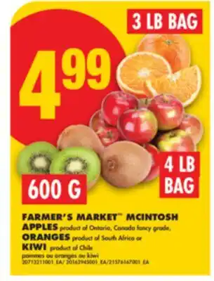 No Frills FARMER'S MARKET MCINTOSH APPLES, ORANGES or KIWI offer