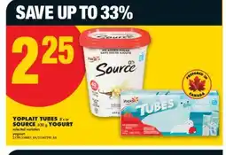 No Frills YOPLAIT TUBES, 8's or SOURCE, 630 g YOGURT offer