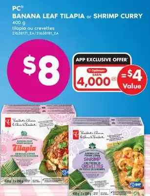 No Frills PC BANANA LEAF TILAPIA or SHRIMP CURRY, 400 g offer