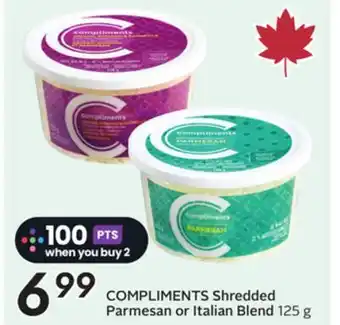 Sobeys COMPLIMENTS Shredded Parmesan or Italian Blend offer
