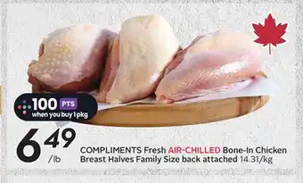 Sobeys COMPLIMENTS Fresh AIR-CHILLED Bone-In Chicken Breast Halves Family Size back attached offer