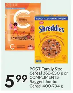 Sobeys POST Family Size Cereal offer
