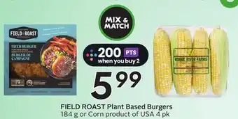 Sobeys FIELD ROAST Plant Based Burgers offer