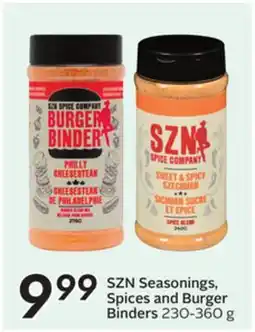 Sobeys SZN Seasonings, Spices and Burger Binders offer