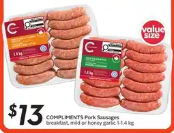 Sobeys COMPLIMENTS Pork Sausages offer