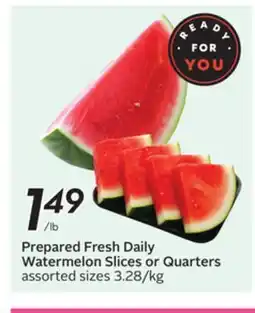Sobeys Prepared Fresh Daily Watermelon Slices or Quarters offer