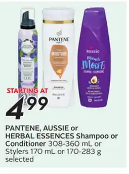 Sobeys PANTENE, AUSSIE or HERBAL ESSENCES Shampoo or Conditioner offer
