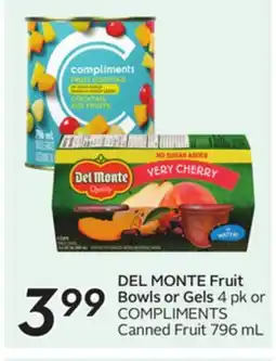 Sobeys DEL MONTE Fruit Bowls or Gels offer