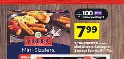 Foodland SCHNEIDERS Bacon, Mini-Sizzlers Sausage or Sausage Rounds offer