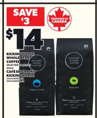 Independent Grocer KICKING HORSE WHOLE BEAN COFFEE, 454 G offer