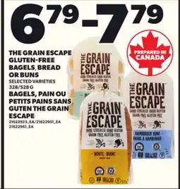 Independent Grocer THE GRAIN ESCAPE GLUTEN-FREE BAGELS,, BREAD OR BUNS, 328/528 G offer