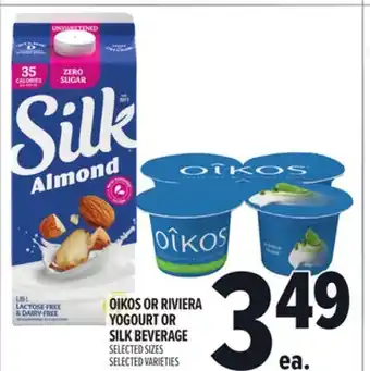 Metro OIKOS OR RIVIERA YOGOURT OR SILK BEVERAGE offer