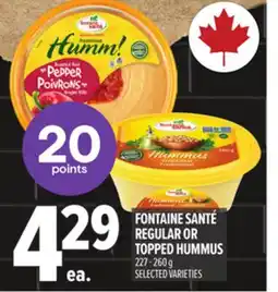 Metro FONTAINE SANTÉ REGULAR OR TOPPED HUMMUS offer