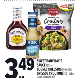 Metro SWEET BABY RAY'S SAUCE 425 ML LE GREC DRESSING ML OR offer