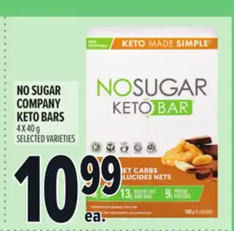 Metro NO SUGAR COMPANY KETO BARS offer