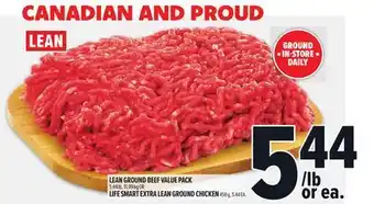 Metro LEAN GROUND BEEF VALUE PACK, LIFE SMART EXTRA LEAN GROUND CHICKEN offer