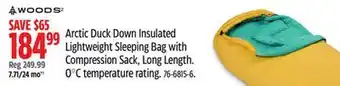Canadian Tire Arctic Duck Down Insulated Lightweight Sleeping Bag with Compression Sack, Long Length offer