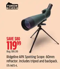 Canadian Tire Ridgeline APX Spotting Scope. 60mm refractor. Includes tripod and backpack offer