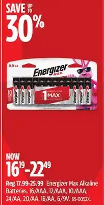 Canadian Tire Energizer Max Alkaline Batteries offer