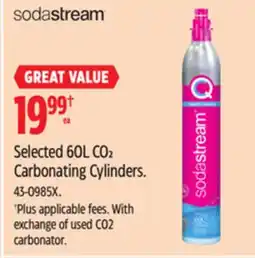 Canadian Tire Sodastream Selected 60L CO2 Carbonating Cylinders offer