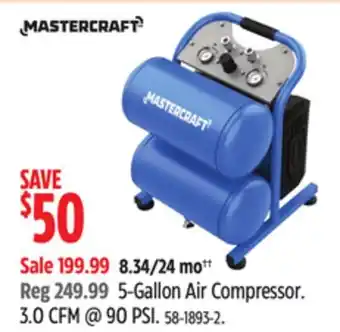 Canadian Tire Mastercraft 5-Gallon Air Compressor. 3.0 CFM @ 90 PSI offer