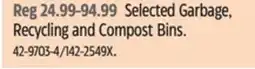Canadian Tire Selected Garbage, Recycling and Compost Bins offer