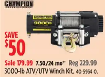 Canadian Tire Champion 3000-lb ATV/UTV Winch Kit offer