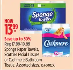 Canadian Tire Sponge Paper Towels, Scotties Facial Tissues or Cashmere Bathroom Tissue offer