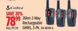 Canadian Tire Cobra 26km 2-Way Rechargeable GMRS, 3-Pk offer