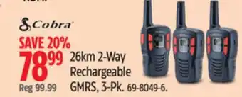 Canadian Tire Cobra 26km 2-Way Rechargeable GMRS, 3-Pk offer