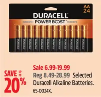 Canadian Tire Selected Duracell Alkaline Batteries offer