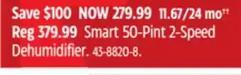 Canadian Tire NOMA Smart 50-Pint 2-Speed Dehumidifier offer