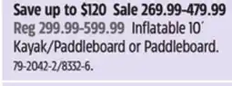 Canadian Tire Hydro-Force Inflatable 10´ Kayak/Paddleboard or Paddleboard offer