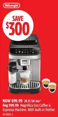 Canadian Tire DeLonghi Magnifica Evo Coffee & Espresso Machine offer