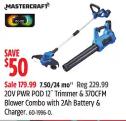 Canadian Tire Mastercraft 20V PWR POD 12 String Trimmer and 370CFM Blower Combo Kit, with 2.0Ah Battery & Charger offer