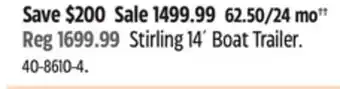 Canadian Tire Stirling 14´ Boat Trailer offer